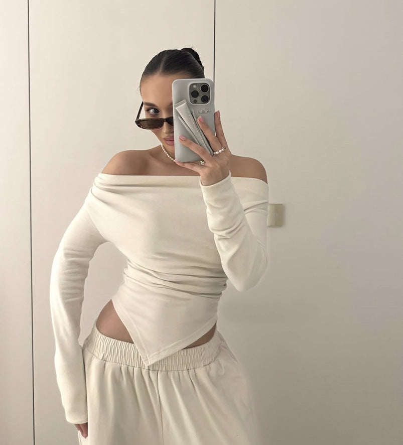 Dame Off-Shoulder Overdel med innovativt snit Stilla