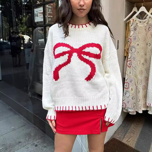 Dame casual sweater med legende bue motiv og iøjnefaldende detaljer Stilla