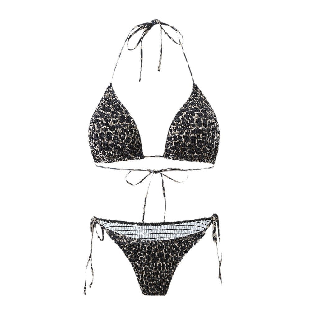 Dame Triangel-Bikini med legesygt leopardprint og justerbare bånd Stilla