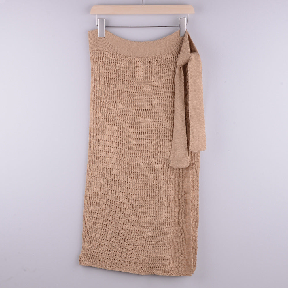 Dame Wrap Skirt i Hæklelook med elegant Sløjfedetail Stilla
