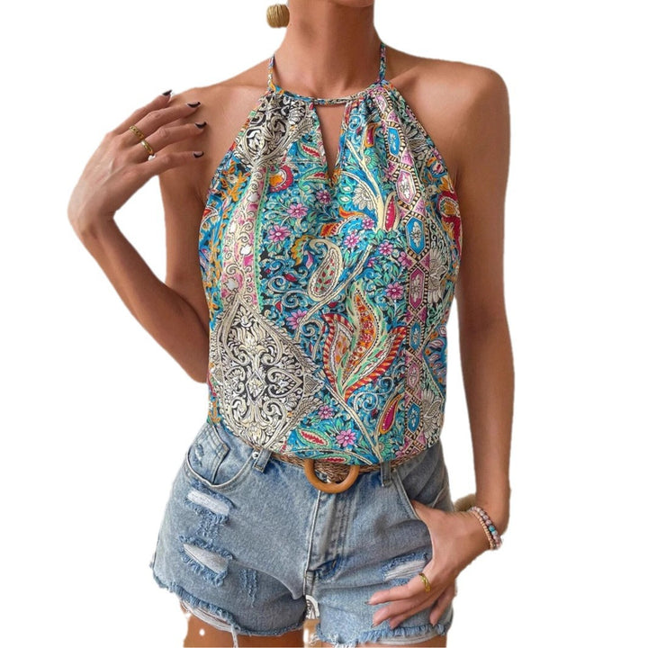 Dame Halter-Top med legende paisley design Stilla
