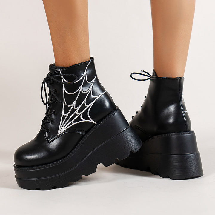 Dame Plateau Støvletter med Spiderweb-design Stilla
