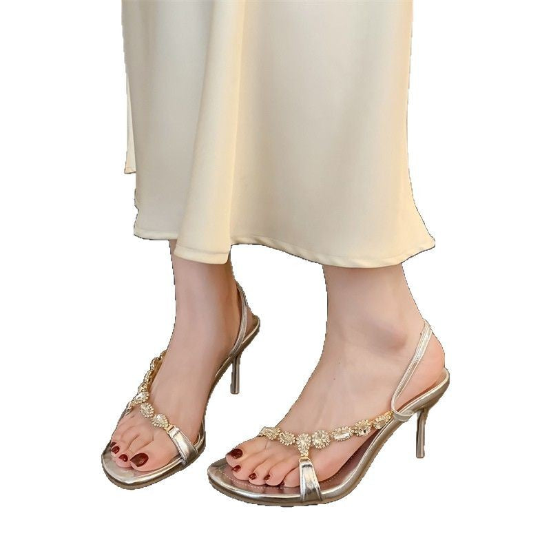 Femme Elegant Rhinstein-belagt Slingback-hæle Stilla