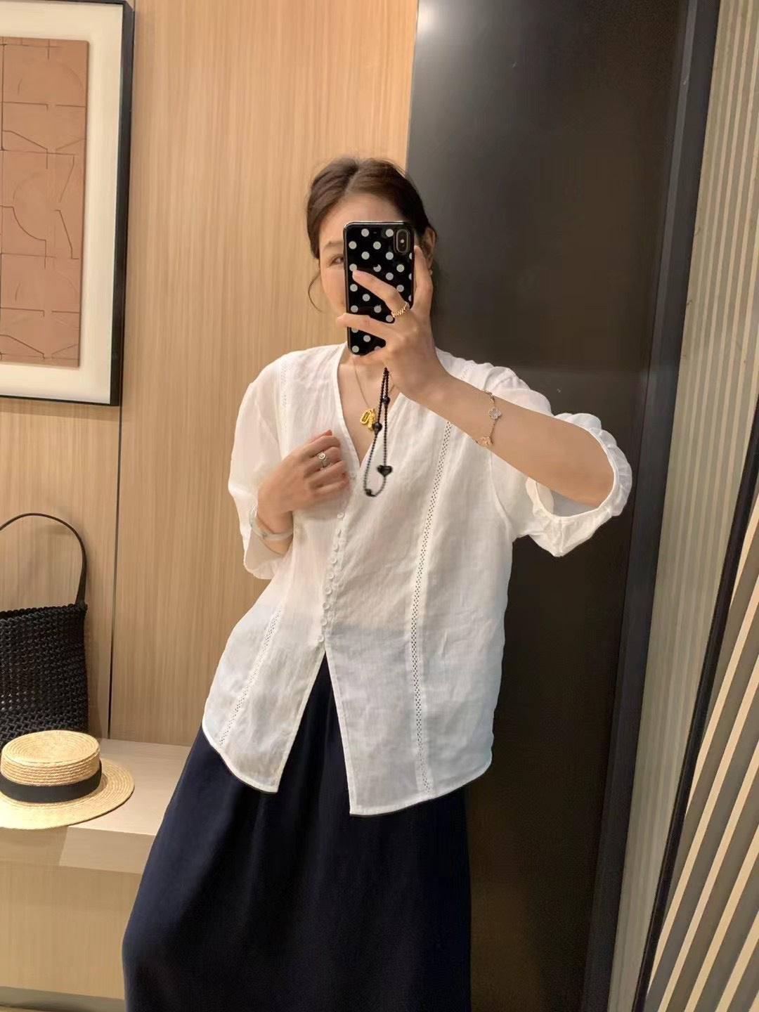 Femme Afslappet Fit Knap-Down Linen Bluse Stilla