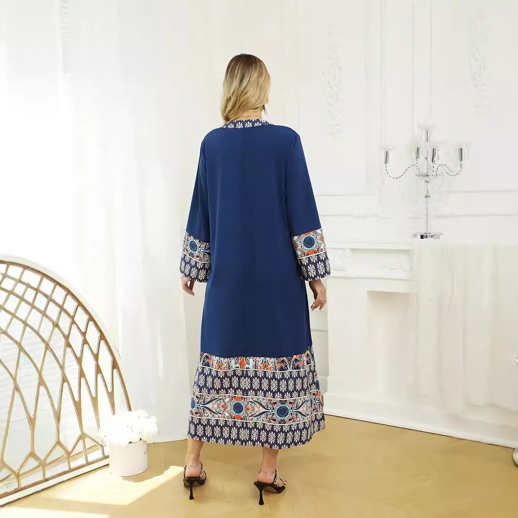 Dame lang tunika med farverigt stampled design Stilla