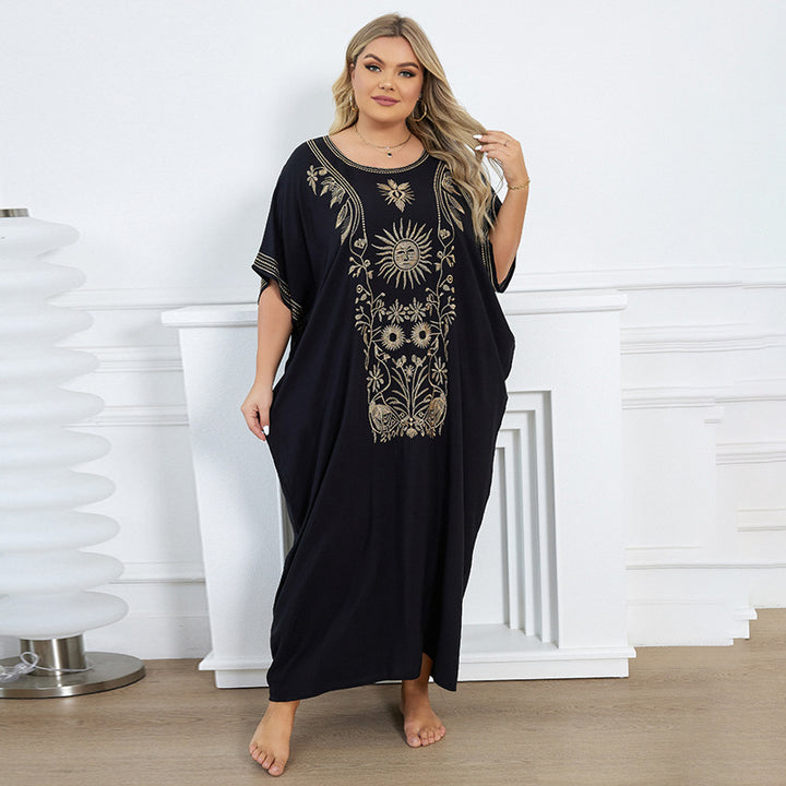 Dame luftig kaftan med kunstnerisk broderedesign Stilla
