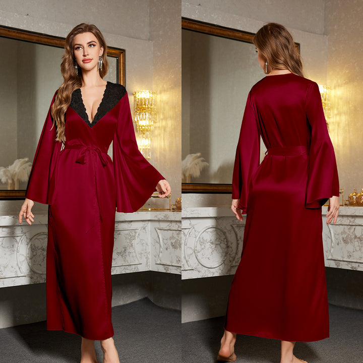 Dame Satin Kimono-rog med elegante spidsudsmykninger og bred pasform Stilla