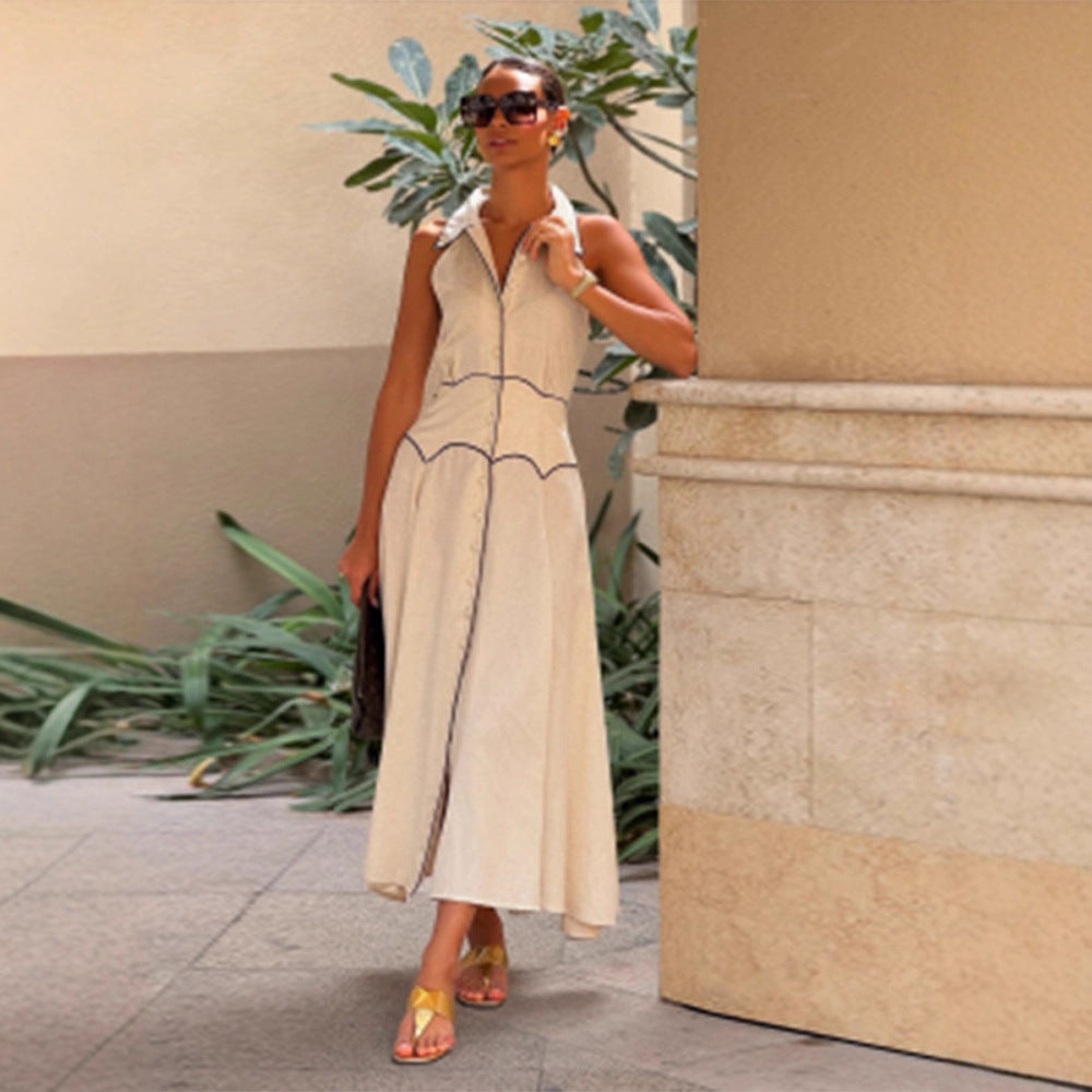 Dame wrap dress med elegant krave og knapdetaljer Stilla
