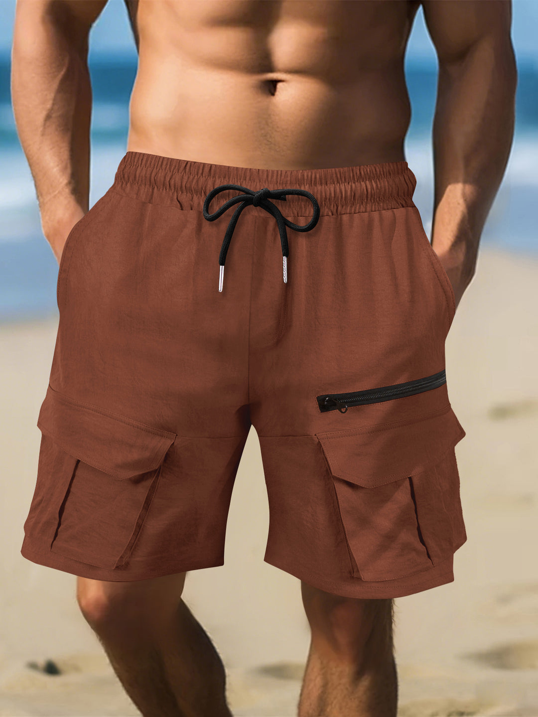 Herrer Cargo-shorts med multifunktionelle lommer og elastisk talje Stilla