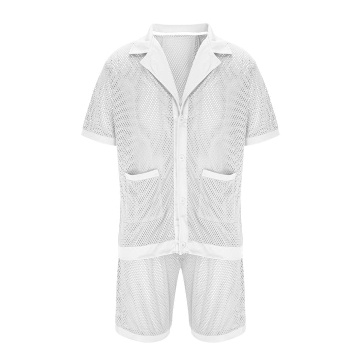 Dame afslappet netpyjamasæt med korte ærmer og shorts Stilla