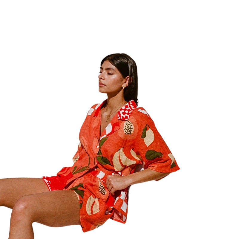 Kvinder Floral Print Resort Sæt Stilla