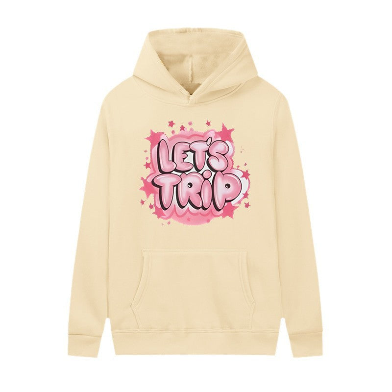 Dame hoodie med stilfuld graffiti print og behagelig pasform Skovae