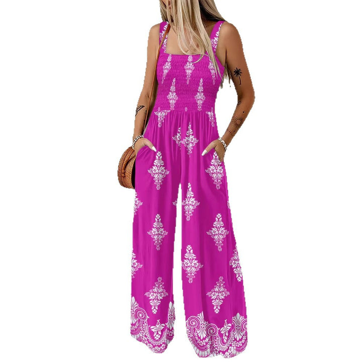 Dame Viddebundet Jumpsuit med elastisk Overdel og praktiske Lommer Skovae