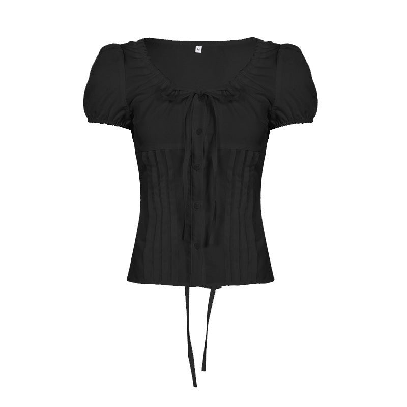 Dame Elegant bluseoverdel med flæse detaljer og figursyet silhuet Skovae