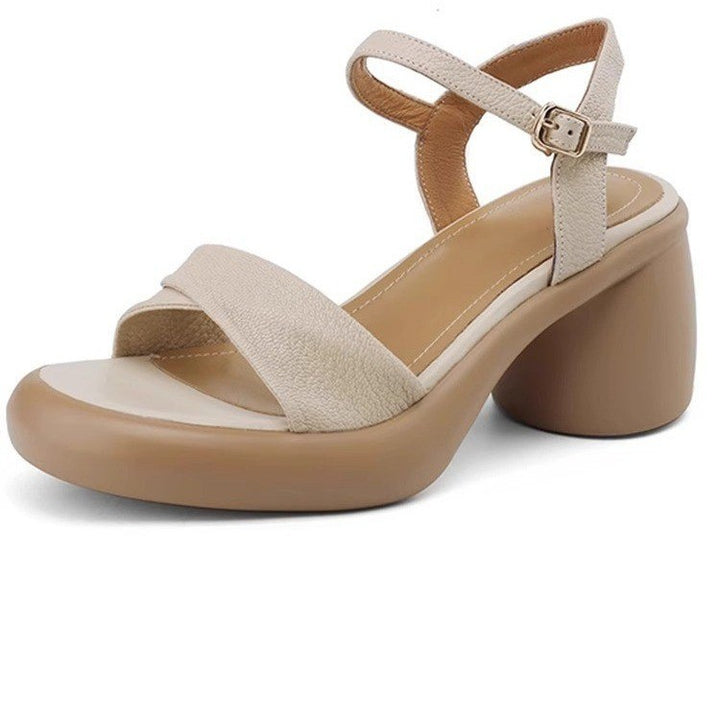 Dame Elegant lukket plateau-sandaler med trendy blokhæl og justerbar rem Stilla