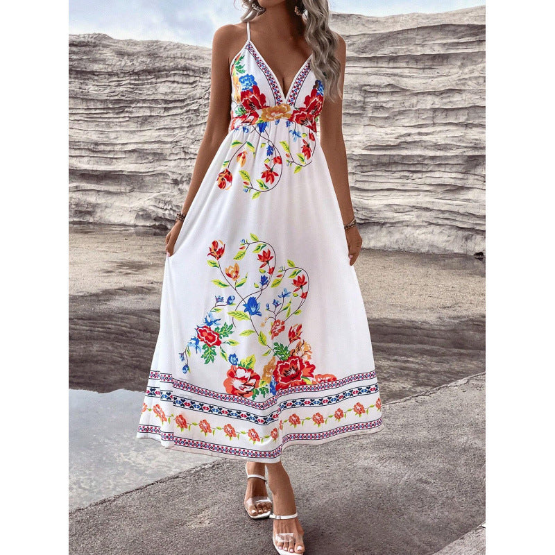 Dame Floral Broderet Maxikjole Stilla