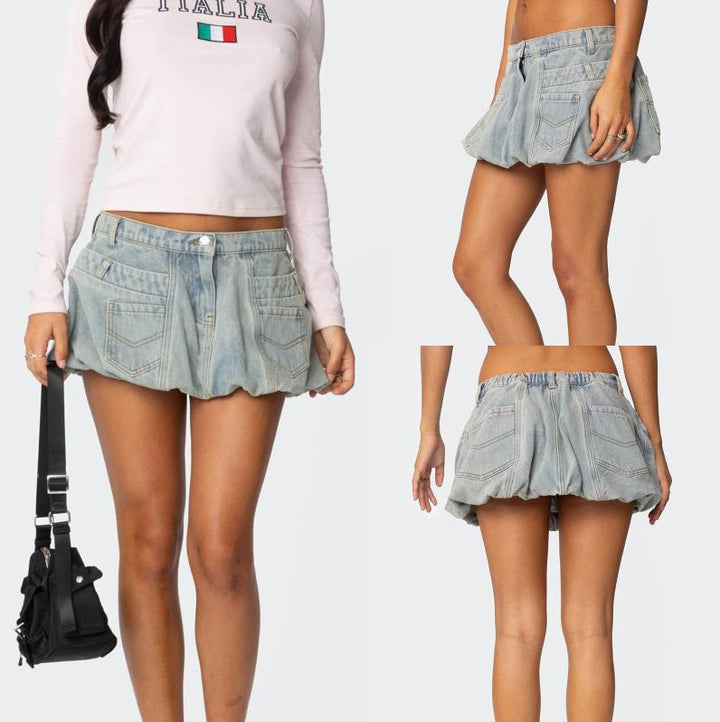 Dame stilfuld jeans nederdel Stilla