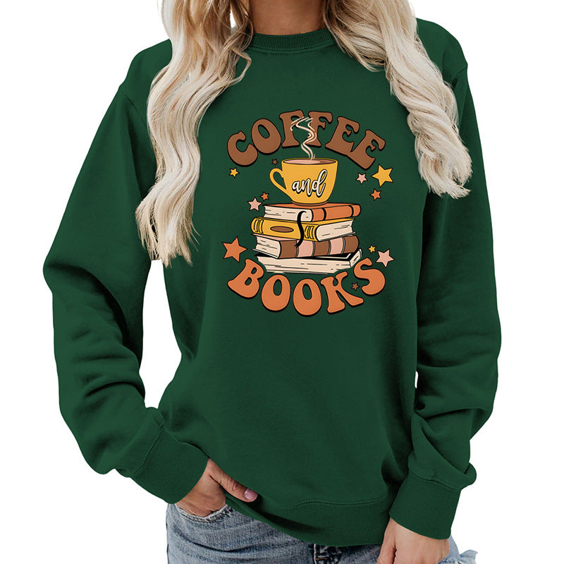 Dame sweatshirt med kreativ kaffe bog design Stilla