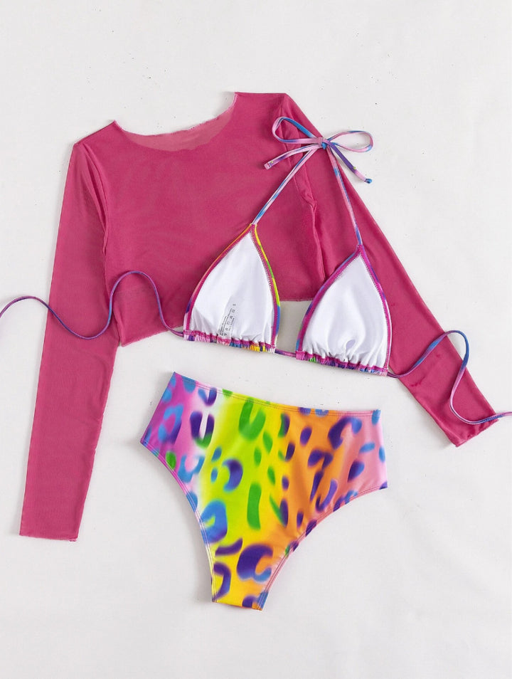 Dame Trendy Bikini-Sæt med gennemsigtig Overtøj Stilla
