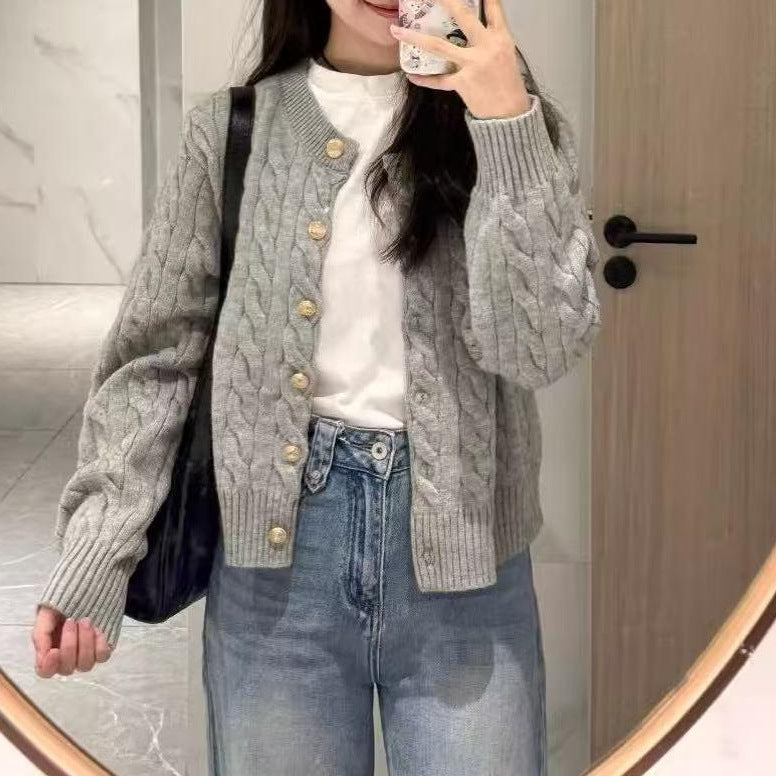 Damer Cozy Cardigan med Kabelstrik Mønster Stilla