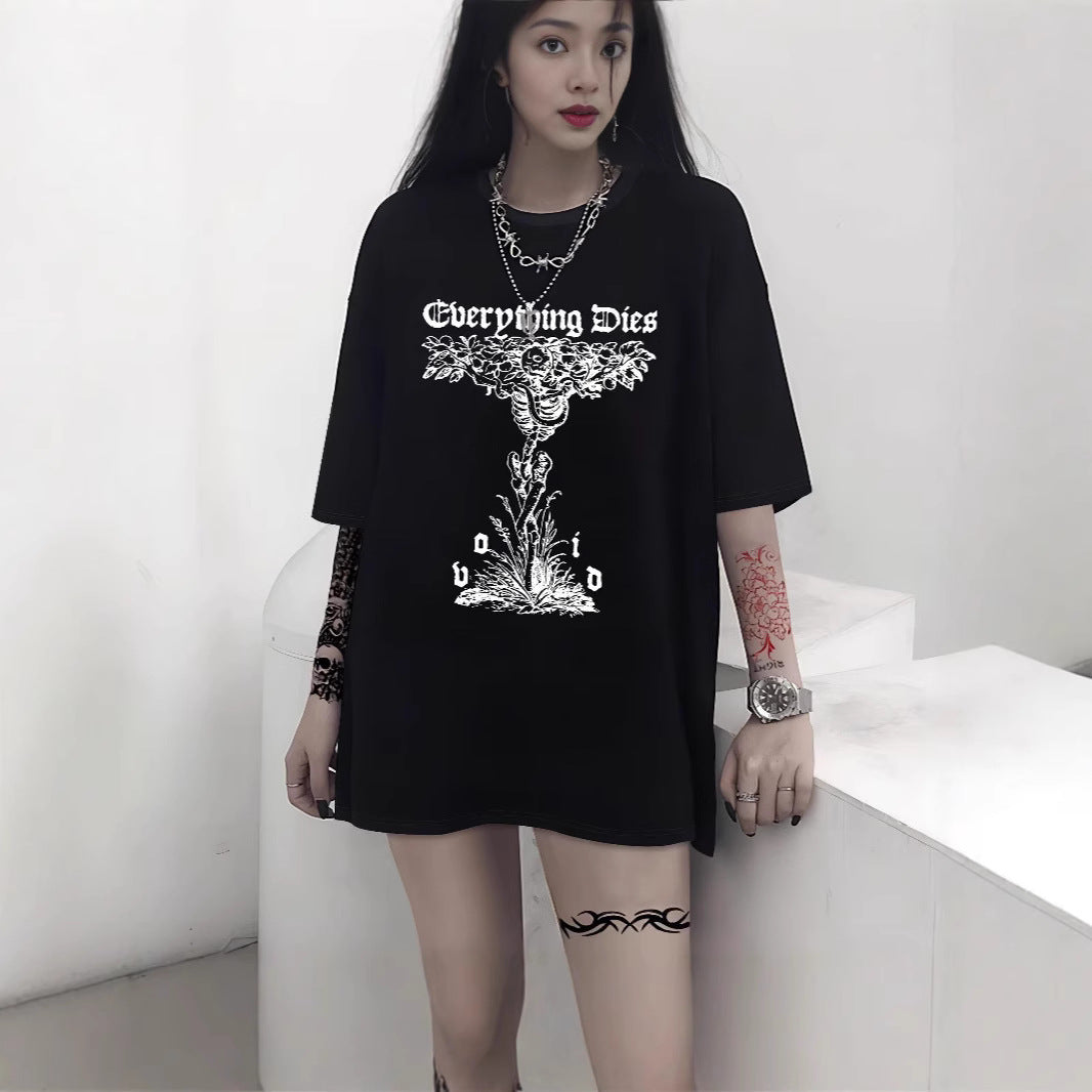 Dame Oversized T-shirt med dekorativt sløjfemotiv Skovae