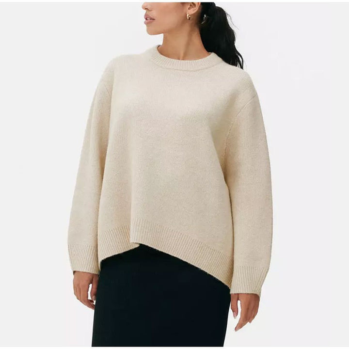 Dame asymmetrisk blød strikpullover Stilla