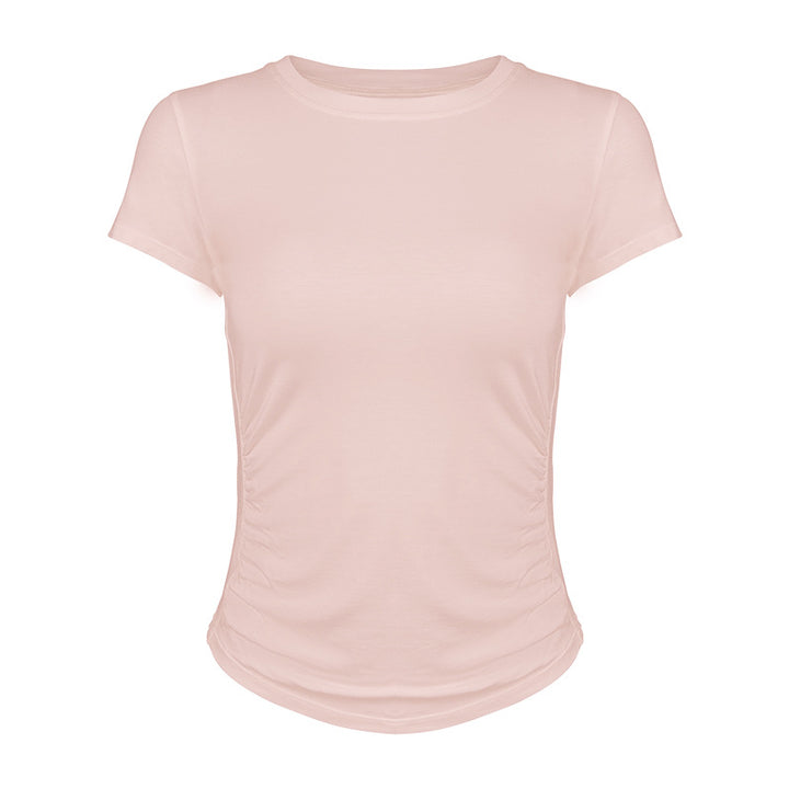 Dame fritids-T-shirt med raffineret rynkeeffekt og elastisk materiale Stilla
