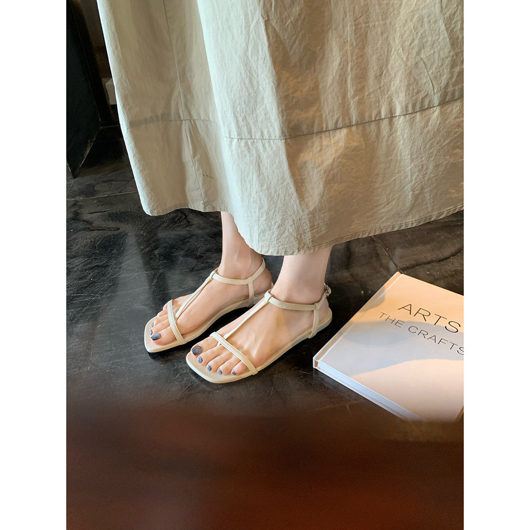 Dame Minimalistiske Flade T-Rem Sandaler Stilla