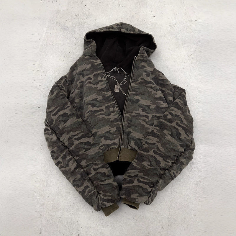 Kvinders casual camouflage bomberjakke med høj krave og lynlås Stilla