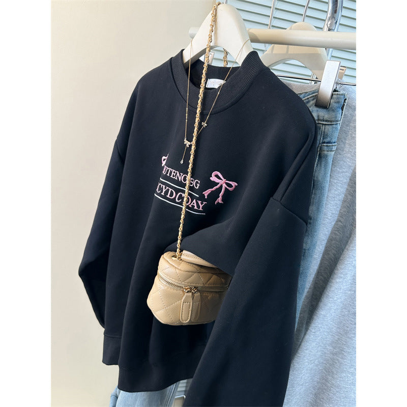 Dame Casual Oversized Sweatshirt med Sløjfedekorationer Stilla