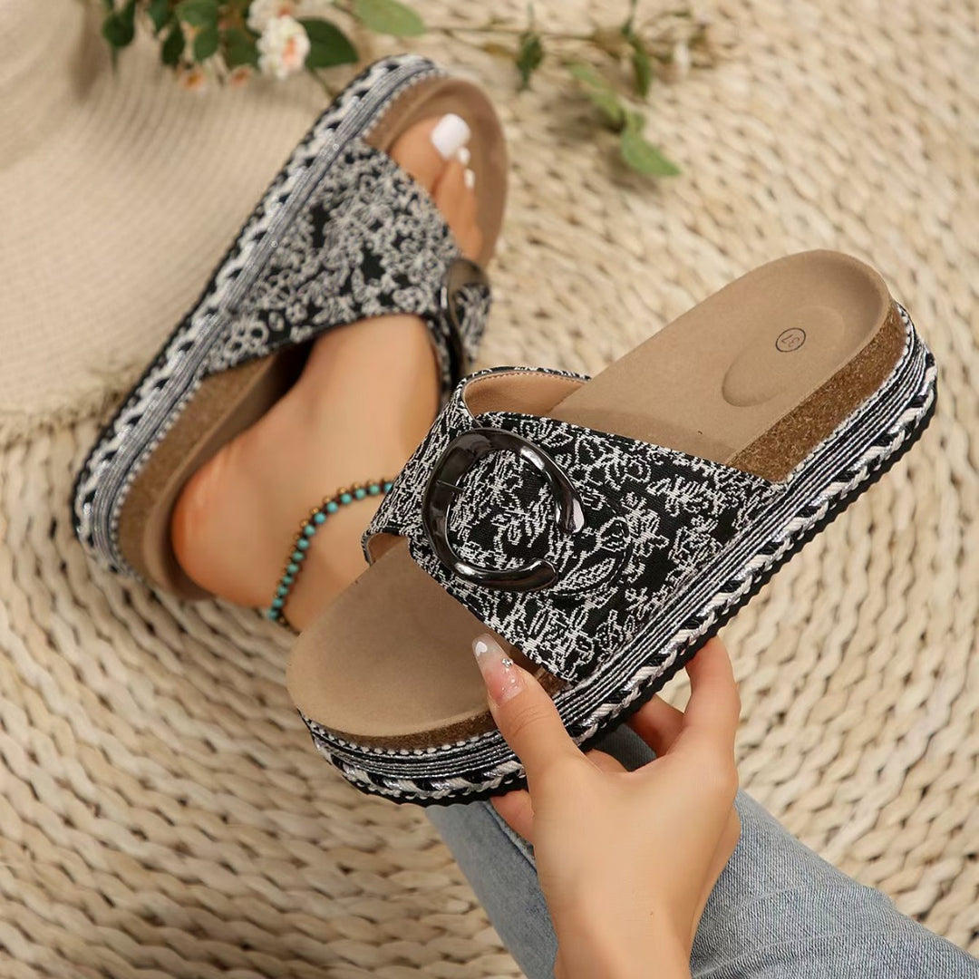 Dame Komfortabel Wedge-Sandaler med dekorativt bælteaccent Stilla