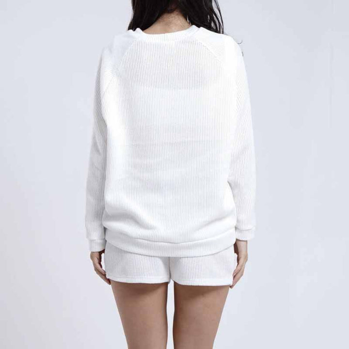 Dame afslappet sweatshirt og shorts sæt med struktureret stof Stilla