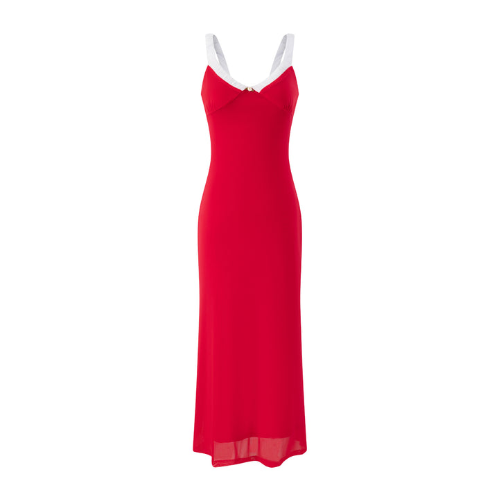 Dame elegant maxikjole med delikat spaghetti-stropdesgin og fortryllende udskæring Stilla