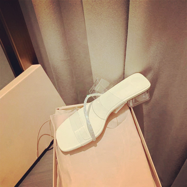 Dame Elegante Rem-sandaler med gennemsigtig hæl og glitrende detalje Stilla