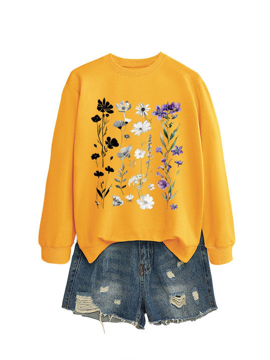 Kvinders sweatshirt med blomster grafikdesign og blødt inderfor Stilla