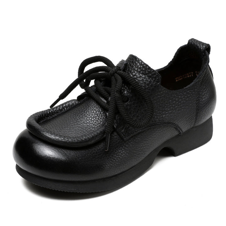 Dame vintage-inspirerede flade profil-snøre-Oxfords med struktureret læderoverdel Stilla