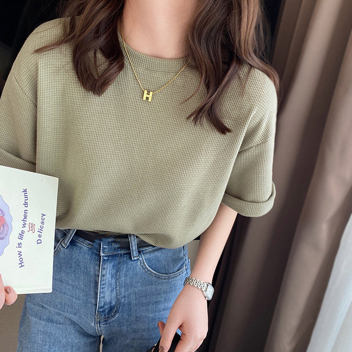 Femme Waffle Knit Afslappet Fit Top Stilla
