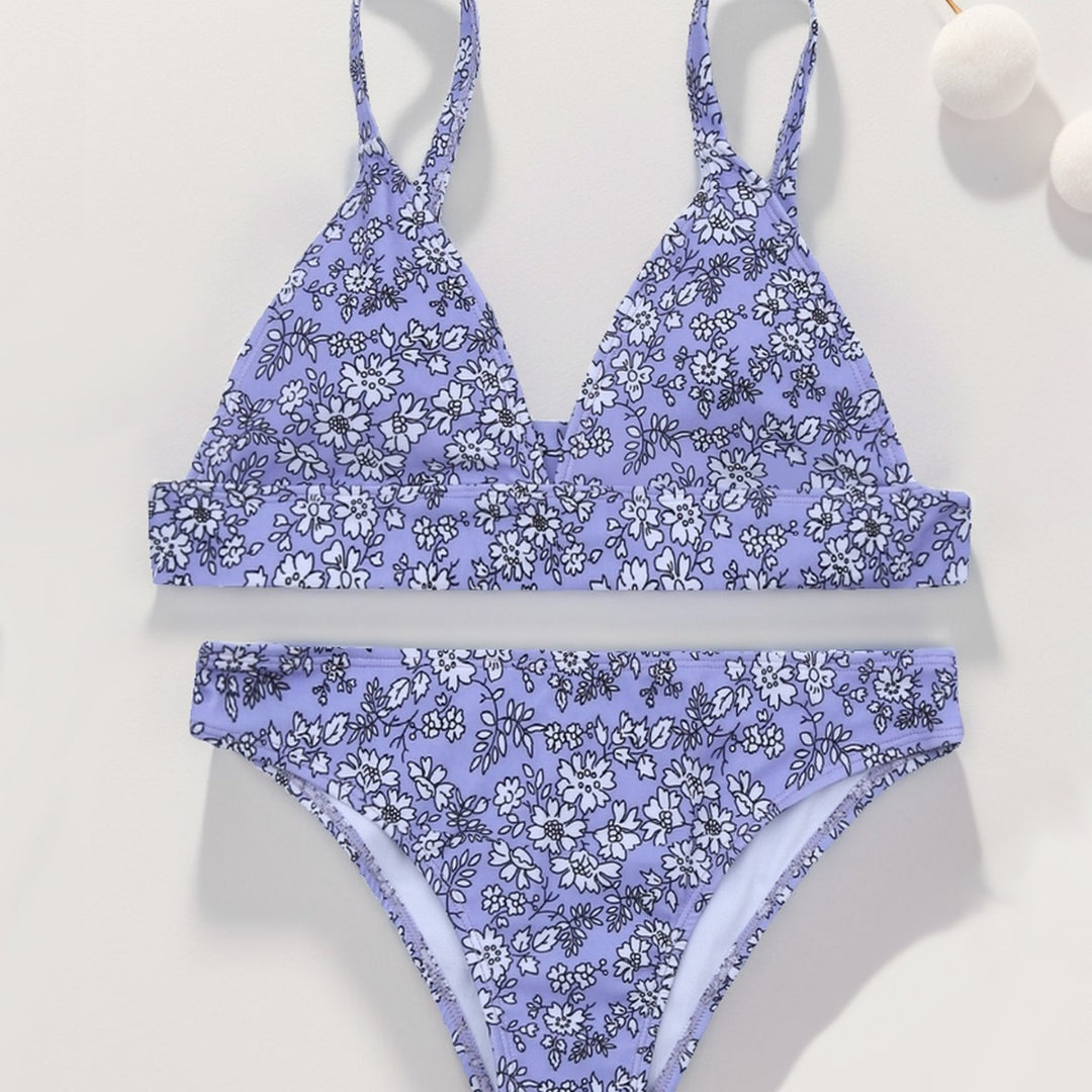 Dame Triangel-Bikini med romantisk blomstermønster og komfortabel pasform Stilla