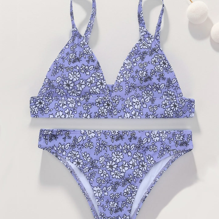 Dame Triangel-Bikini med romantisk blomstermønster og komfortabel pasform Stilla