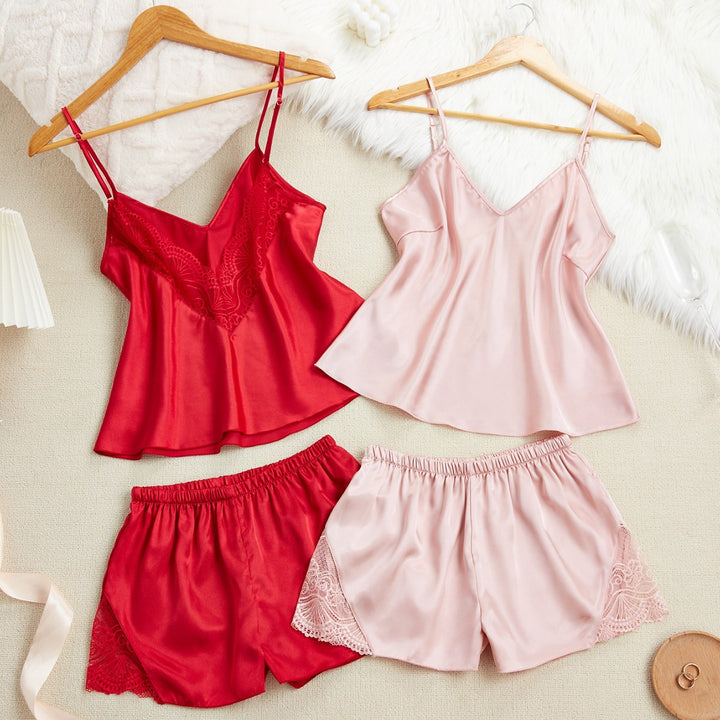 Dame Satin Camisole og Shorts Nattøj Stilla