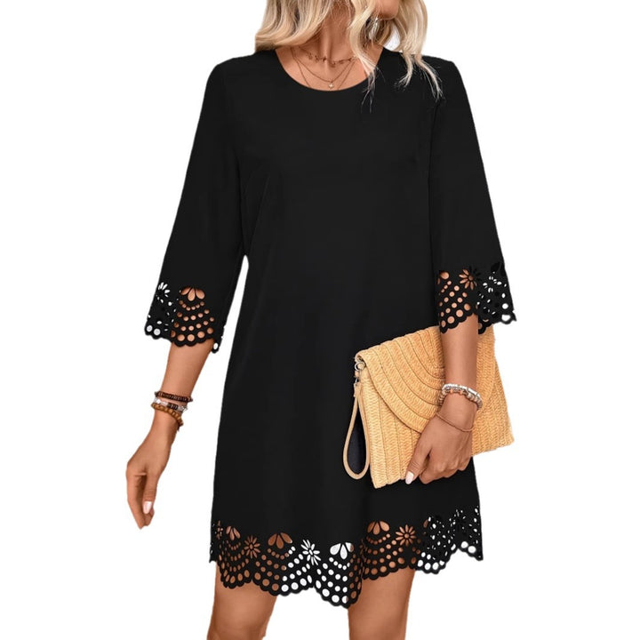 Femme A-linje Cutout Spids Kant Kjole Stilla