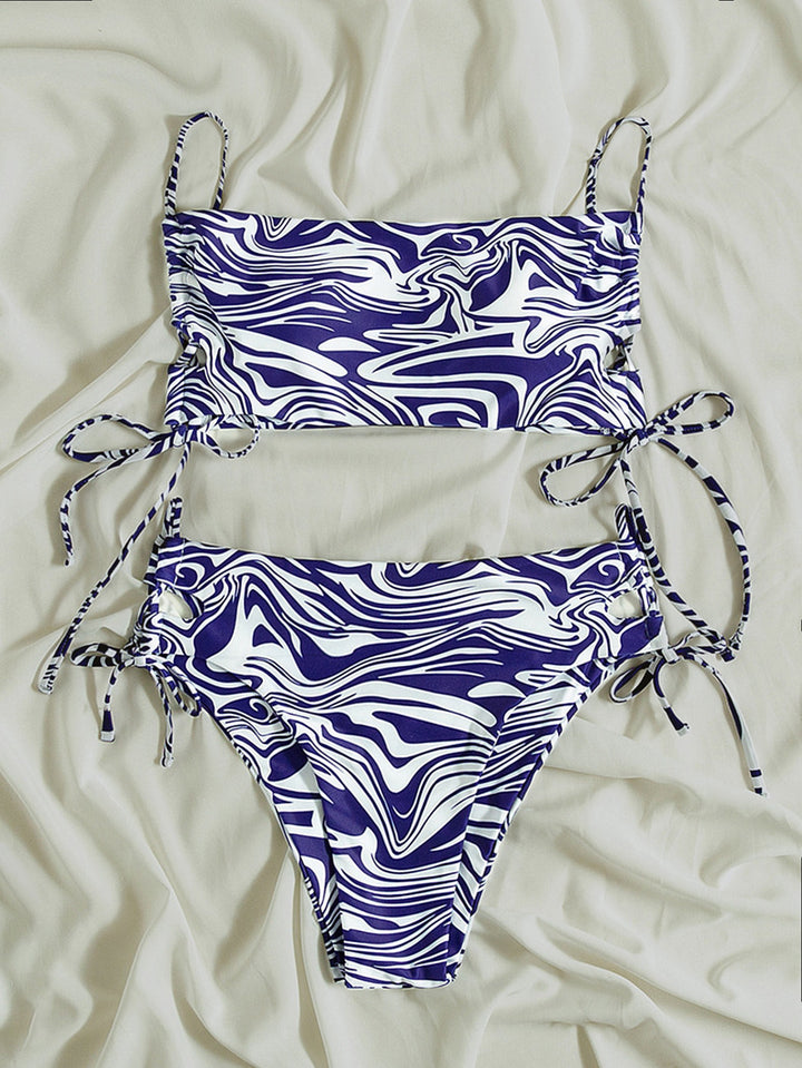 Dame Bikini-sæt med trendy bølkemønster og justerbare stropper Stilla