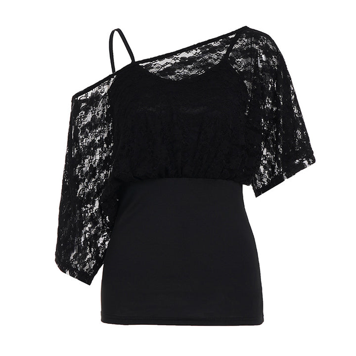 Damen elegante Spitzenbluse mit tailliertem Schnitt und voluminösen Ärmeln Skovae