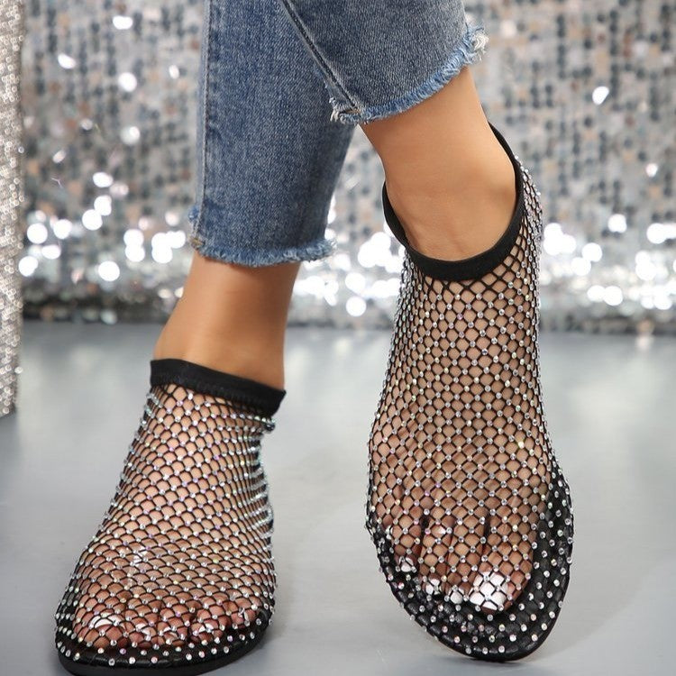 Dame elegante net-sandaler med glimmersten Stilla