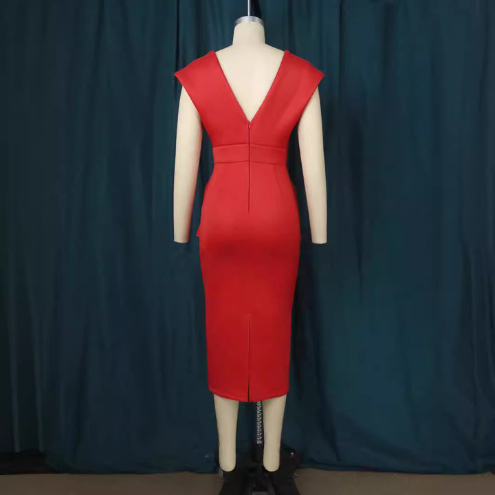 Dame Midi-Kjole med elegant draperingsdesign Skovae