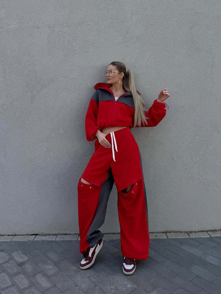 Kvinders sporty outfit med moderne farvekontast Skovae