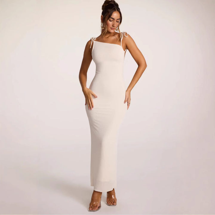 Dame Bodycon Maxikjole med justerbare spaghetti stropper og elegant snit Stilla