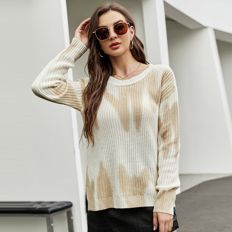 Damer løs sweater med grafisk strikkedesign Stilla