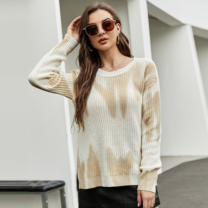 Damer løs sweater med grafisk strikkedesign Stilla