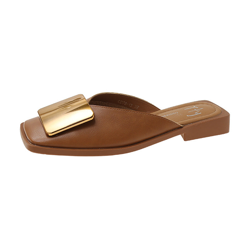 Dame Open-Toe Slide Mules med elegant gylden accent Stilla